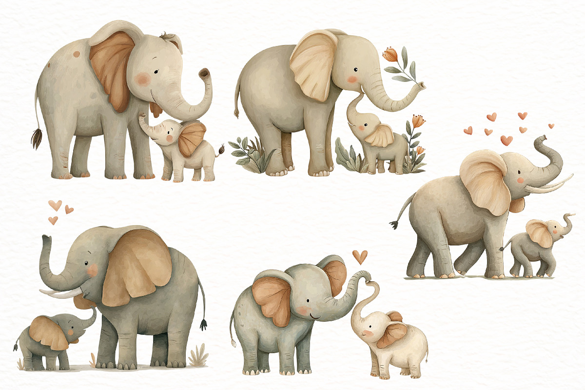 Elephant Mother's Day Elephant Clipa, an Illustration by Designworld (Photo 4 of 7)