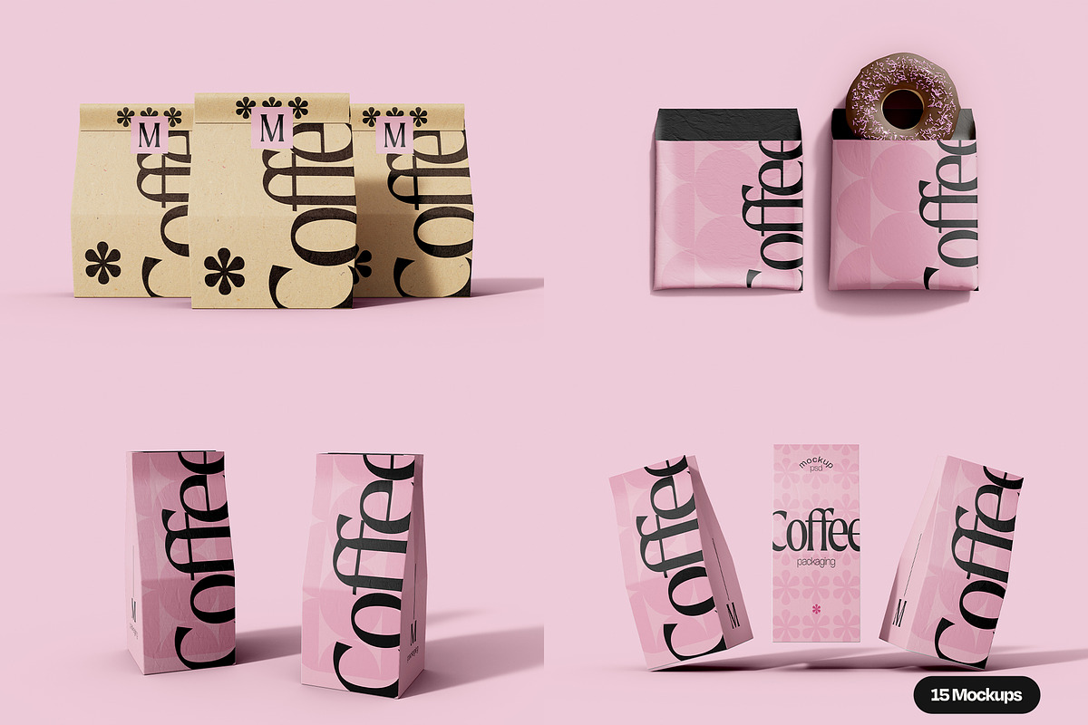 Coffee Bag Packaging Mockup Set, a Cups & Container Mockup by Mego-studio (Photo 2 of 8)