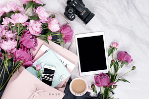 Pink Peonies Ipad Mockup