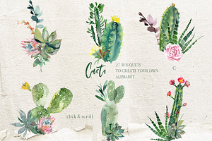 Cacti Watercolor Cactuses Clipart