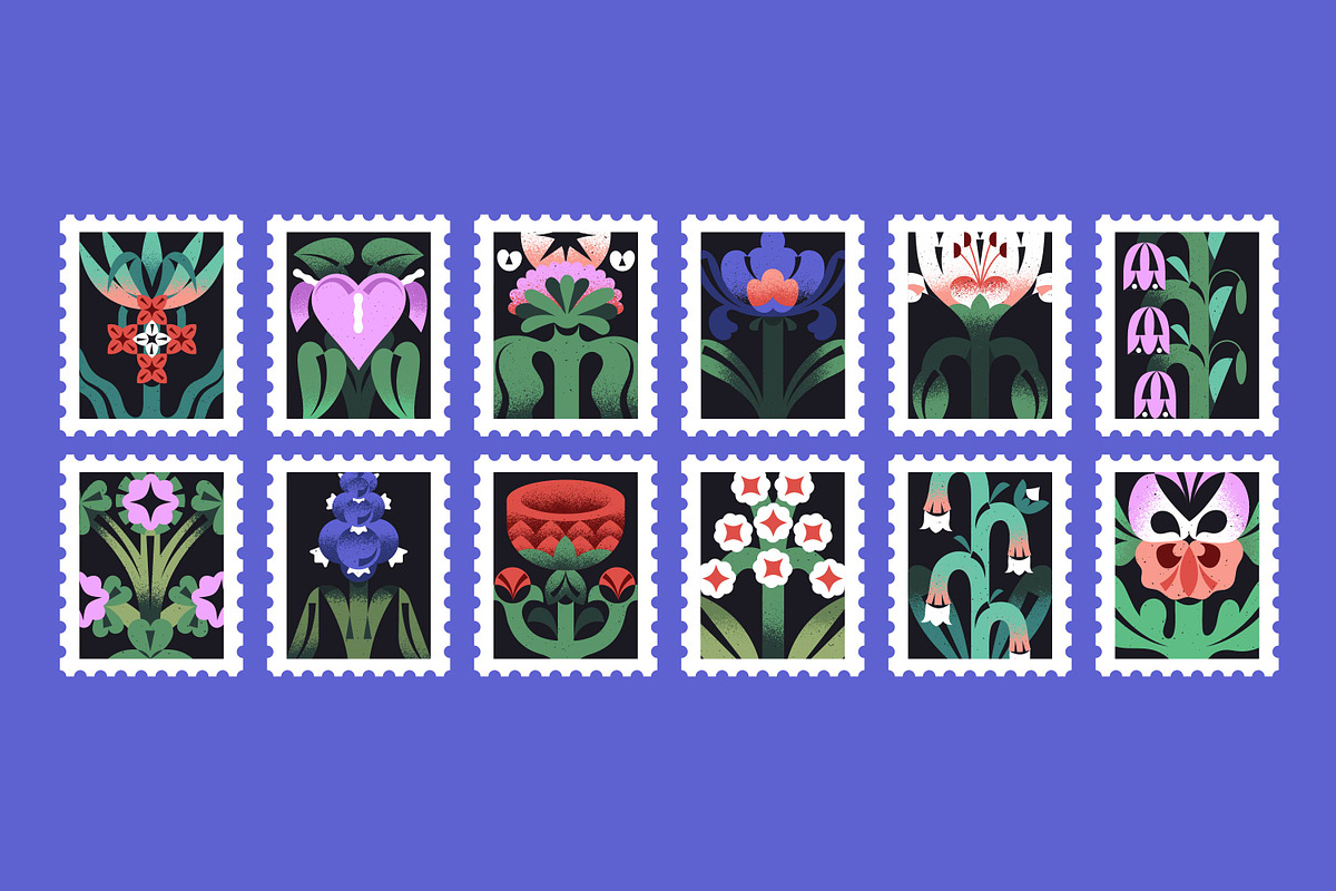Abstract flowers set + backgrounds, a Decorative Illustration by PaperTrident (Photo 9 of 16)