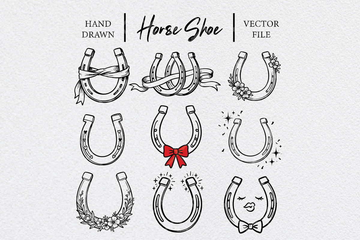 Hand Drawn Horseshoe Clipart Bundle, an Object Graphic by Guavanaboy (Photo 1 of 3)