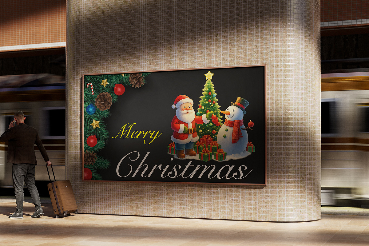Santa Claus and a snowman, an Illustration by Vector Stall (Photo 4 of 4)