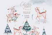 Christmas party. Watercolor set, an Animal Illustration by Peace ART (Thumbnail 4 of 10)