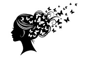 Woman Butterfly Hair Silhouette, an Object 3D Model by yasushie (Thumbnail 28 of 31)