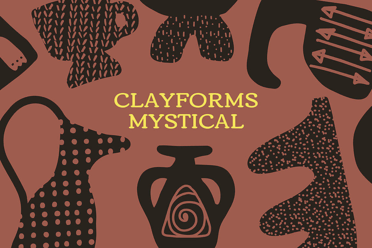 296 FOLK POTTERY CLIPARTS MYSTIC SET, an Object Illustration by JuDesign (Photo 1 of 24)