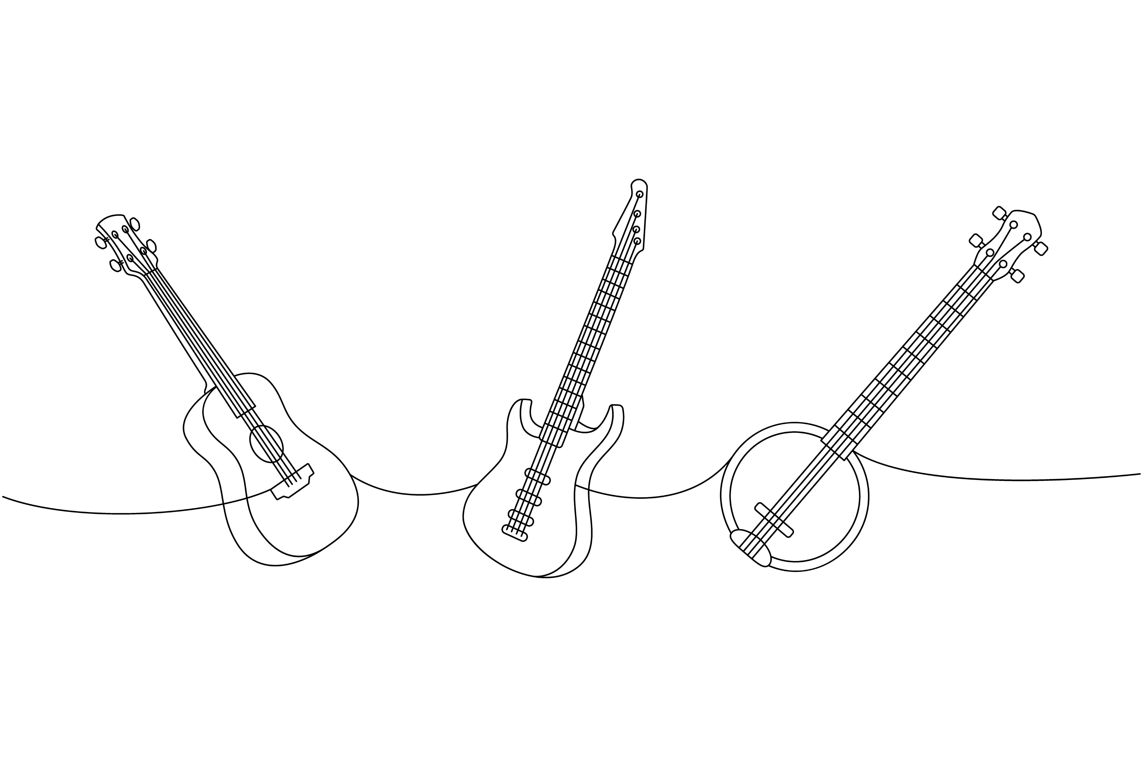 String Musical Instruments One Line by Graphishop | Creative Market