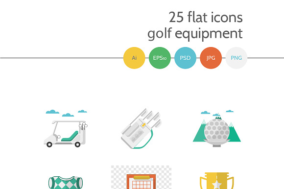 Golf 25 Flat Icons Full Collection