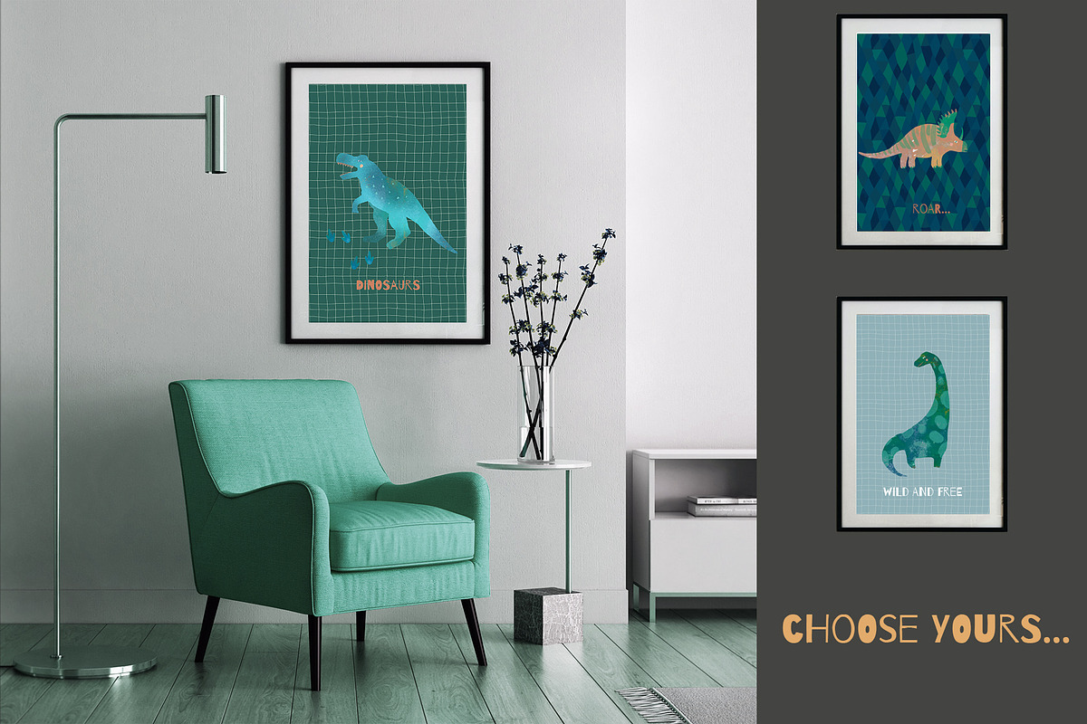 DINOSAUR watercolor pattern, a Pattern Graphic by watercolor kamill (Photo 10 of 11)