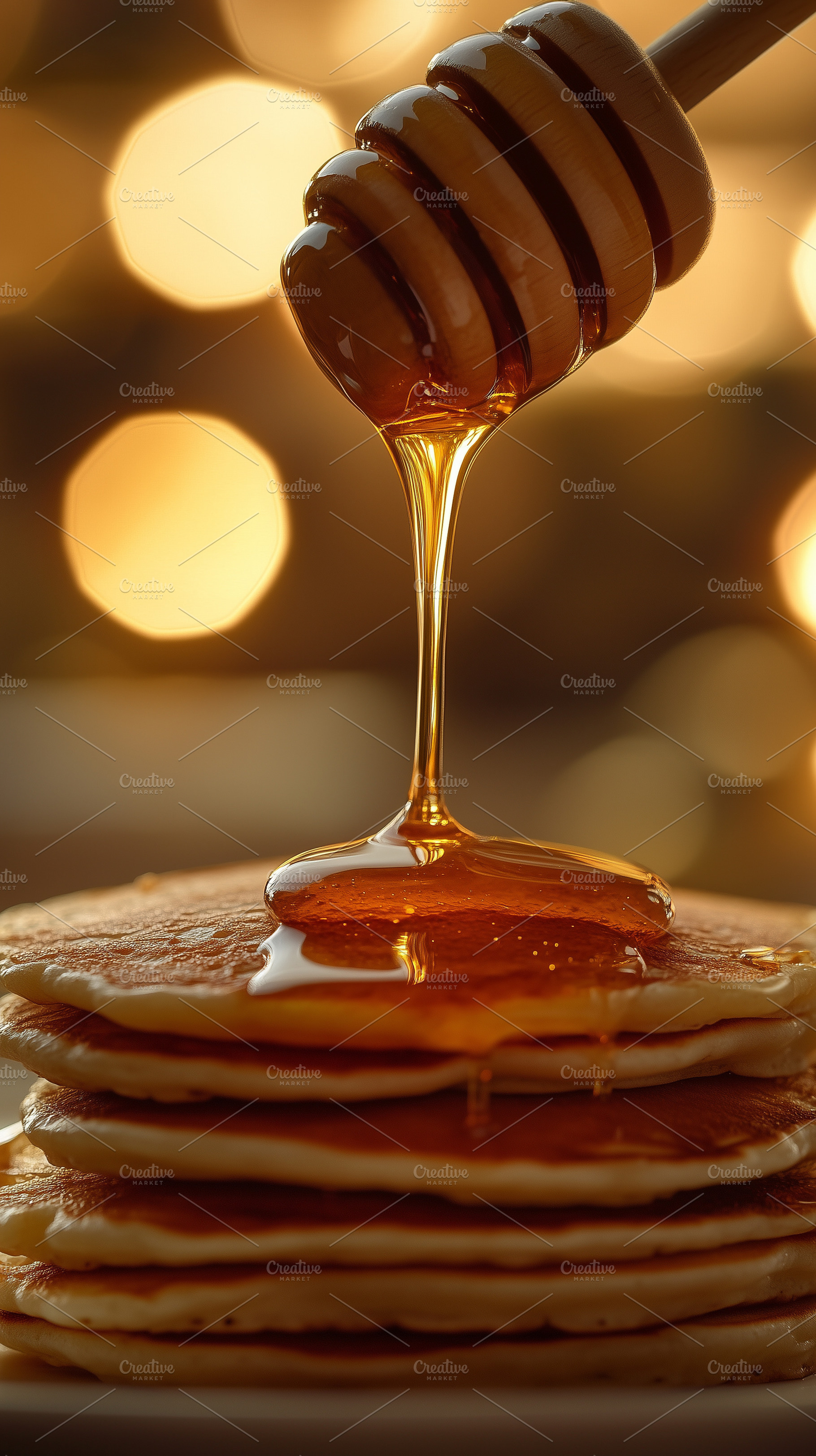Honey dripping from honey dipper on, a Food & Drink Photo by MistyDay