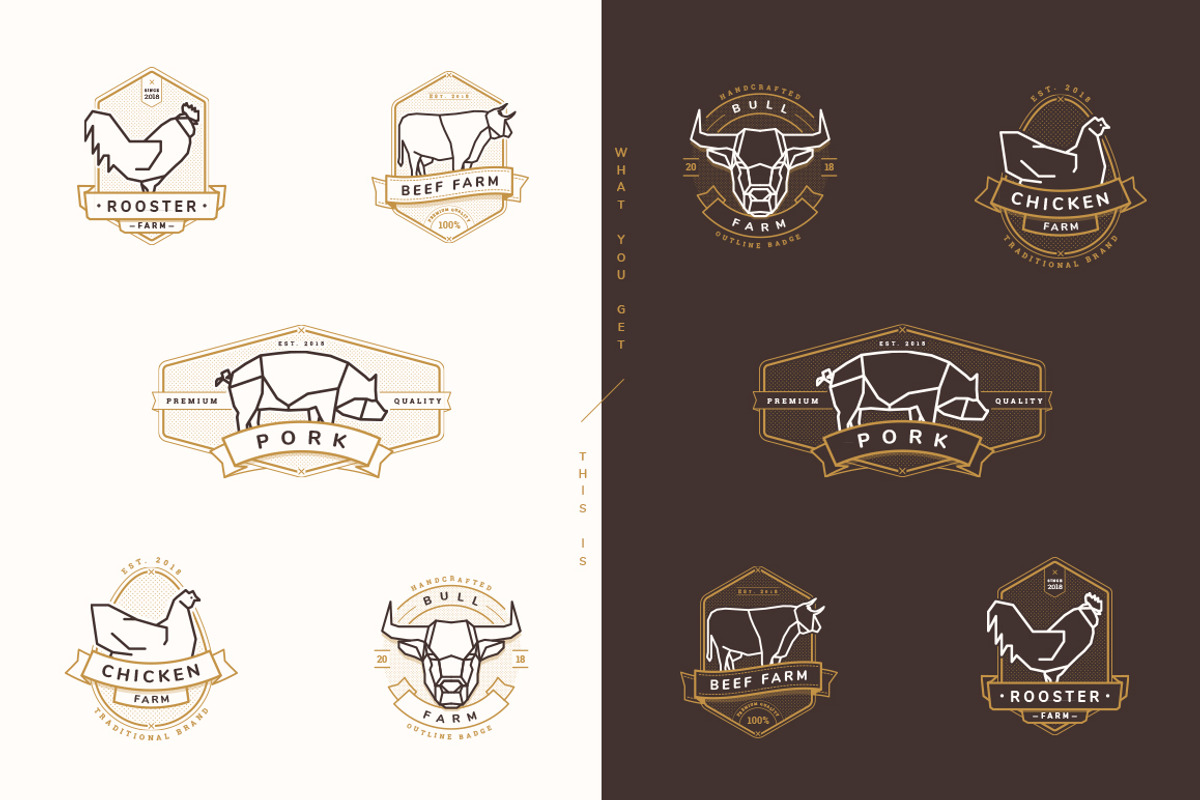 Outline Animal Badges, a Branding & Logo Template by blauananas (Photo 8 of 8)