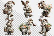 Whimsical Easter Bunny Clipart Bundl, an Illustration by SVGArt (Thumbnail 8 of 9)