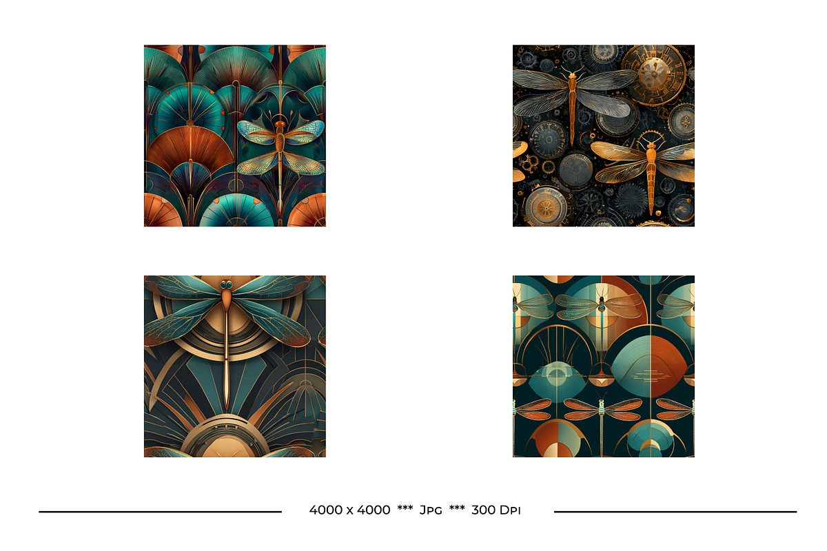 Dragonfly Retro Art Style Patterns, a Pattern Graphic by karenfoleyphoto (Photo 6 of 7)