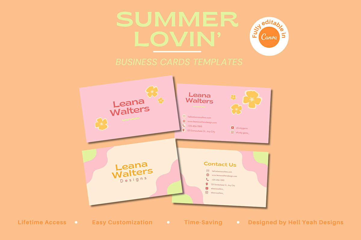 Summer Business Cards Templates, a Card Template by Hell Yeah Designs (Photo 1 of 6)