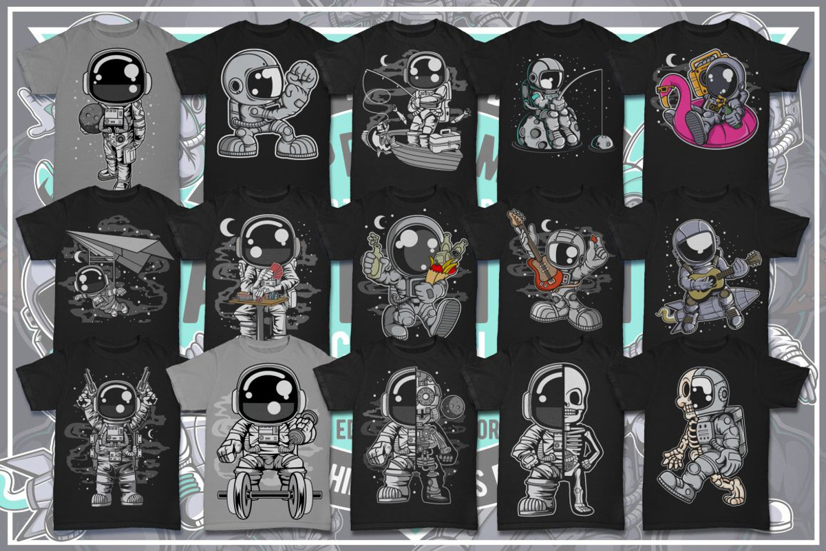 100 Astronaut Cartoon Designs Bundle, an Illustration by roach_graphic (Photo 4 of 16)