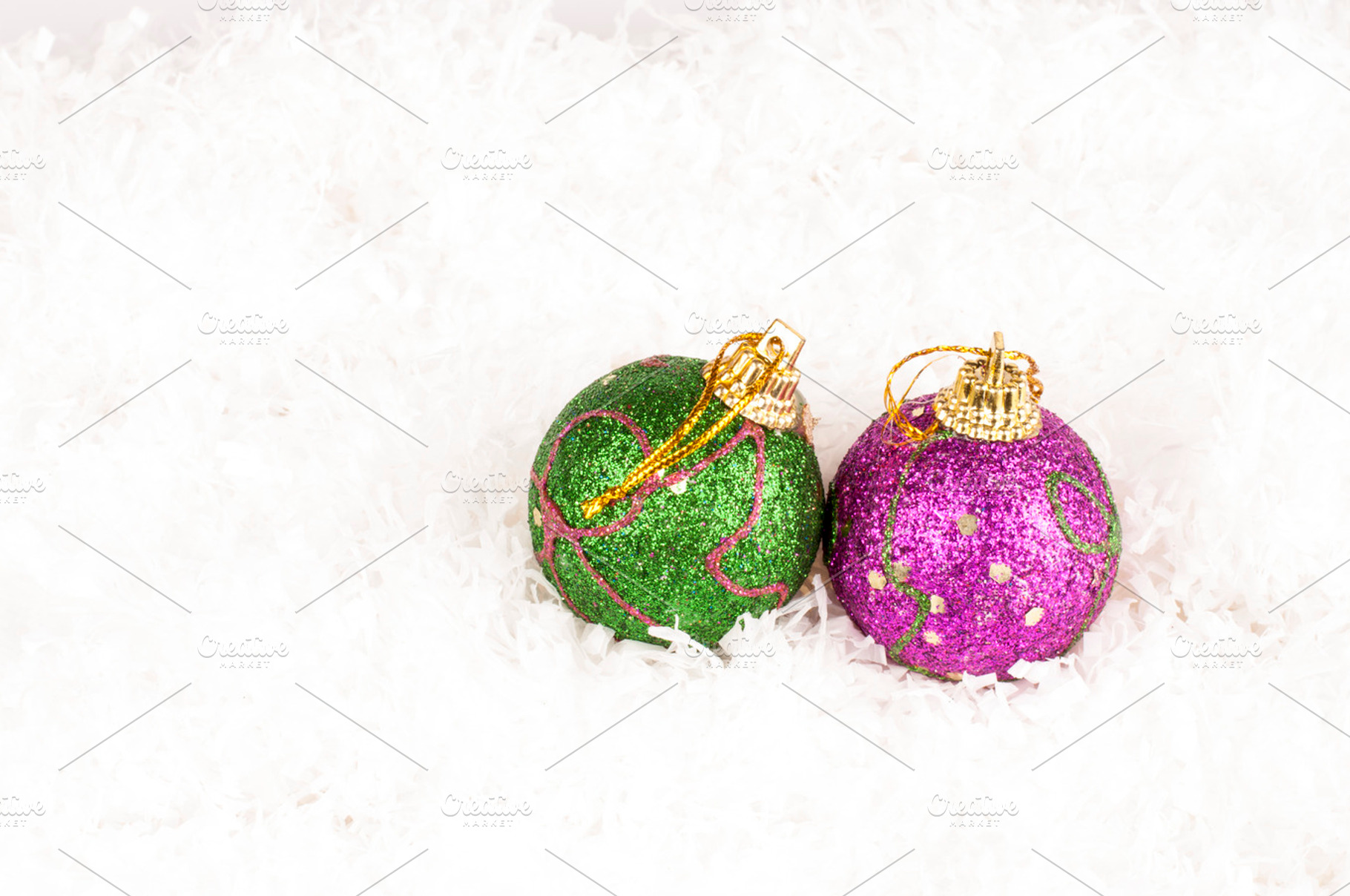 pink and green baubles