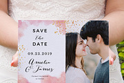 Peach Watercolor Gold Splashes, an Invitation Template by Inkpower (Thumbnail 5 of 7)