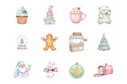 Retro Pastel Christmas Clipart PNG, an Illustration by SinaCreation (Thumbnail 2 of 7)