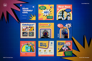 Retrowave 90s Social Media Pack, a Social Media Template by The Good Store