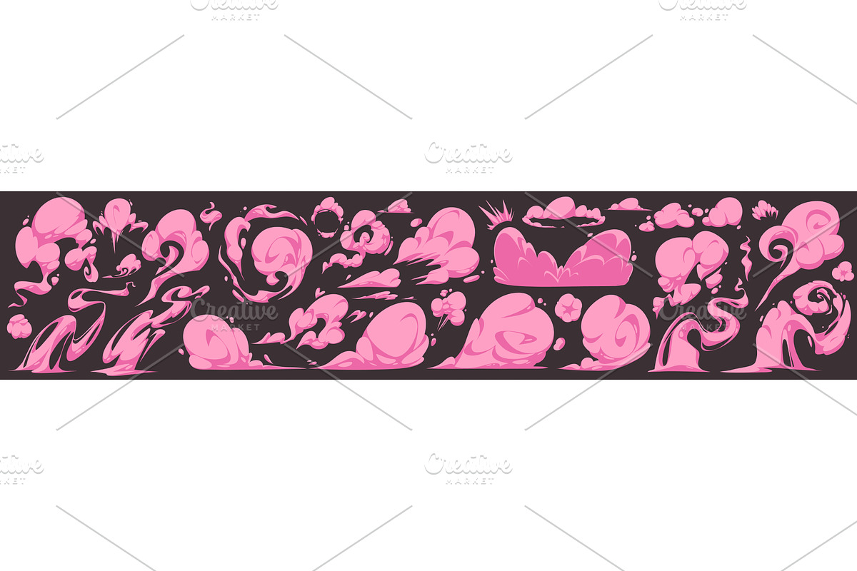 Pink comic smoke effects set, an Illustration by art PVP - market