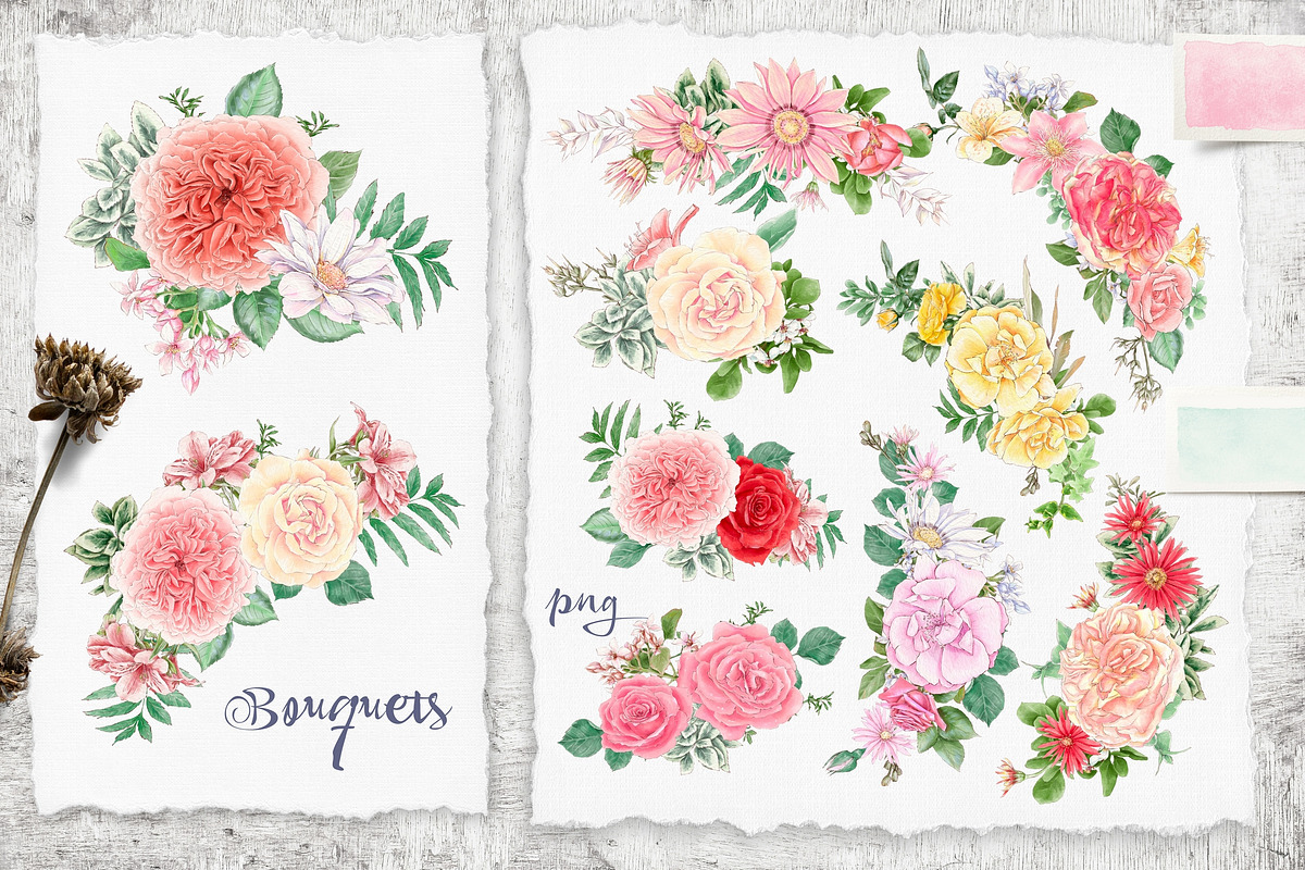 Watercolor Flowers clipart big set, a Decorative Illustration by Yuliya Art (Photo 14 of 16)