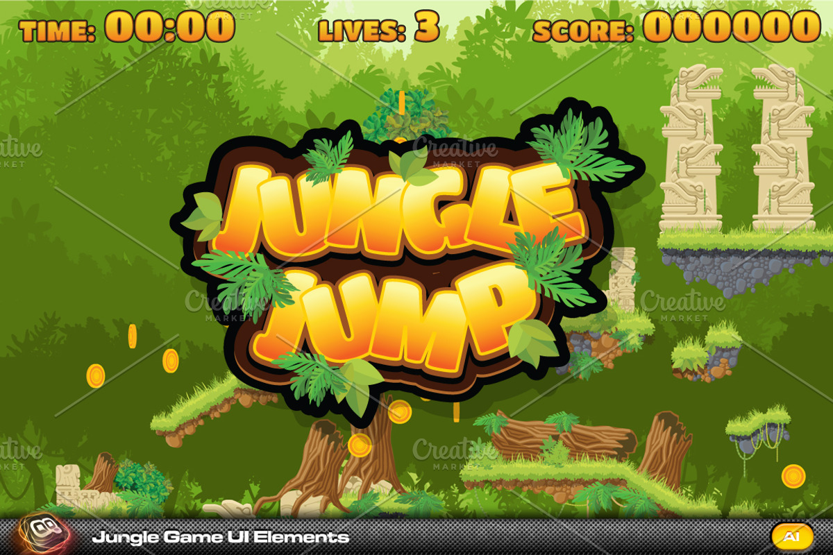 Jungle Jump Game elements, an Illustration by quicky (Photo 1 of 5)