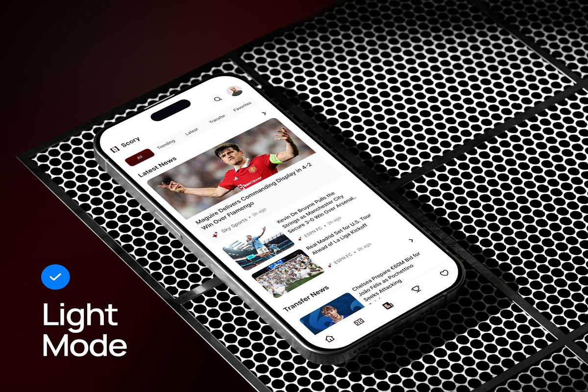 Scory Live Football Scores Mobile, an UI Kit Template by Creative Perspective (Photo 4 of 7)