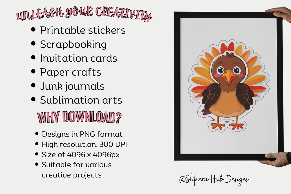 Thanksgiving Turkey Sticker Clipart, an Animal Illustration by Stickera Hub (Photo 4 of 8)