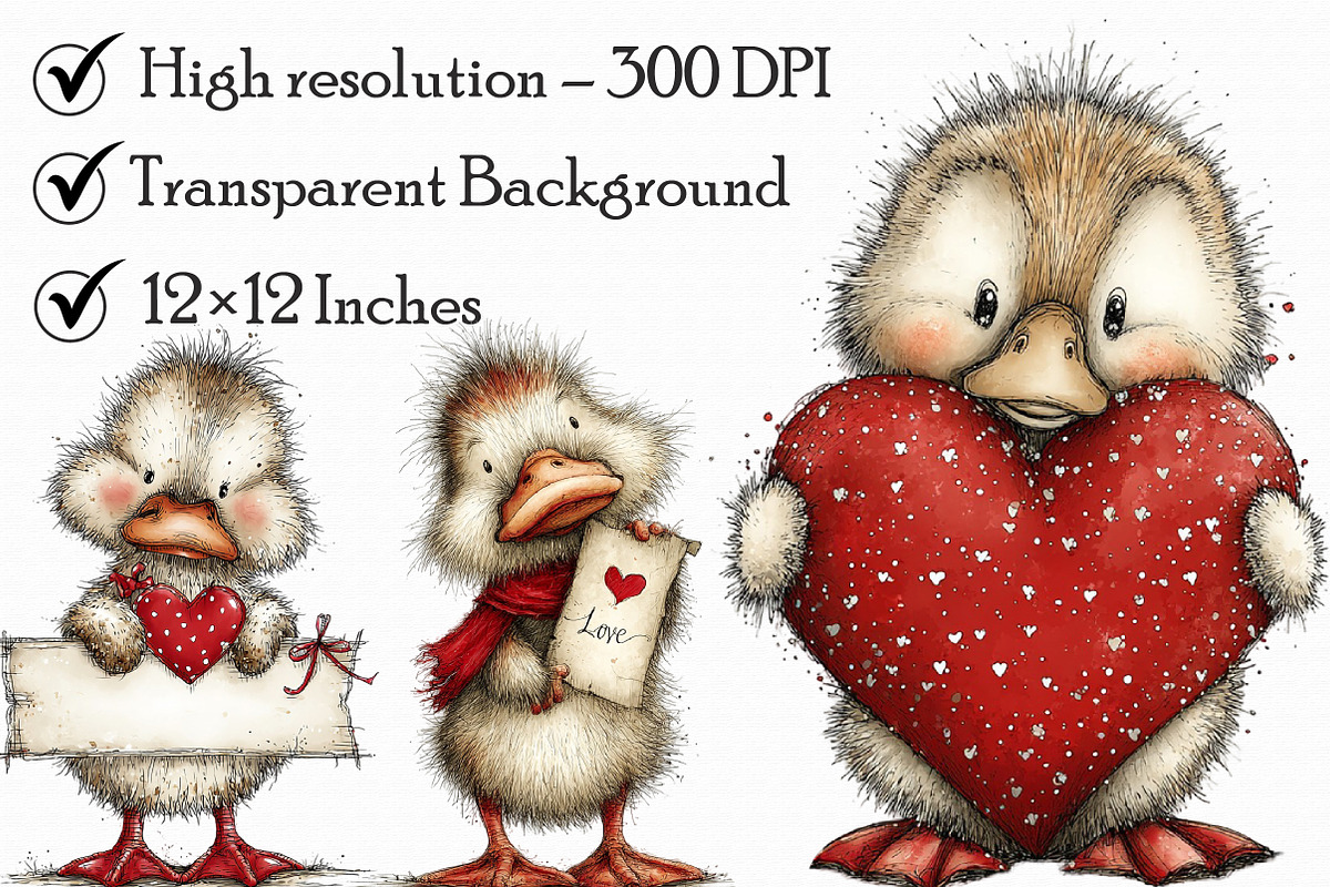 Cute Baby Duck Valentine Clipart, an Illustration by Libby Wishes (Photo 6 of 7)