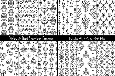 Paisley & Buti Seamless Patterns, a Pattern Graphic by Melissa Held Designs