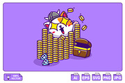 Cute Cat On A Pile Of Treasure, a Finance Illustration by Artstorystudio (Thumbnail 1 of 3)