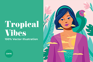 Tropical Vibes Illustration, a Person Illustration by @JennyPaintsWithPixels