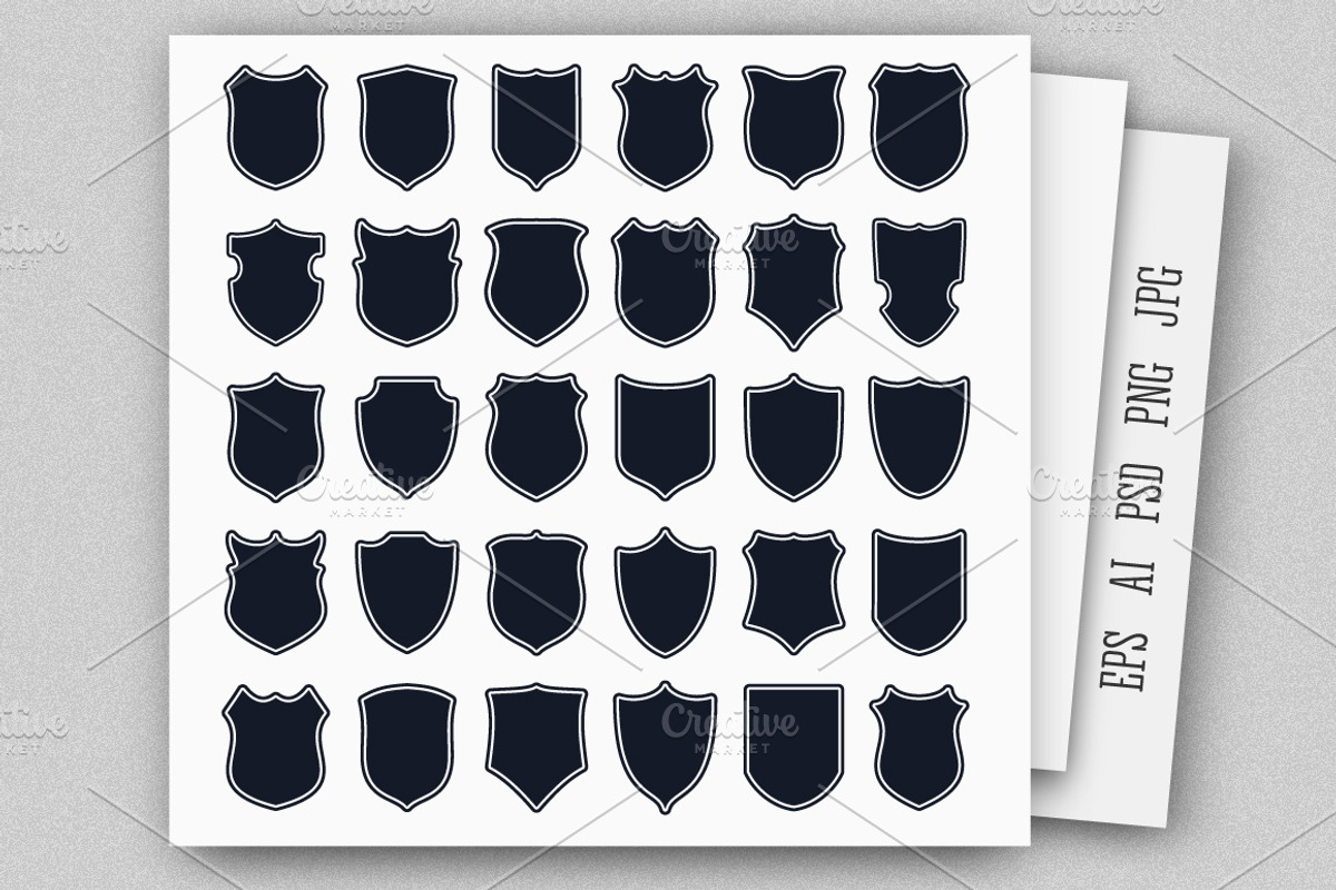 Shields Icons Vector Set, a Decorative Illustration by MSA-Graphics (Photo 2 of 6)