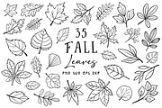 Hand Drawn Fall Leaves Clipart, a Seasonal Illustration by LemonDesign (Thumbnail 1 of 3)