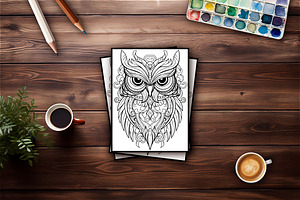 50 Owls: Anti-stress Coloring Pages