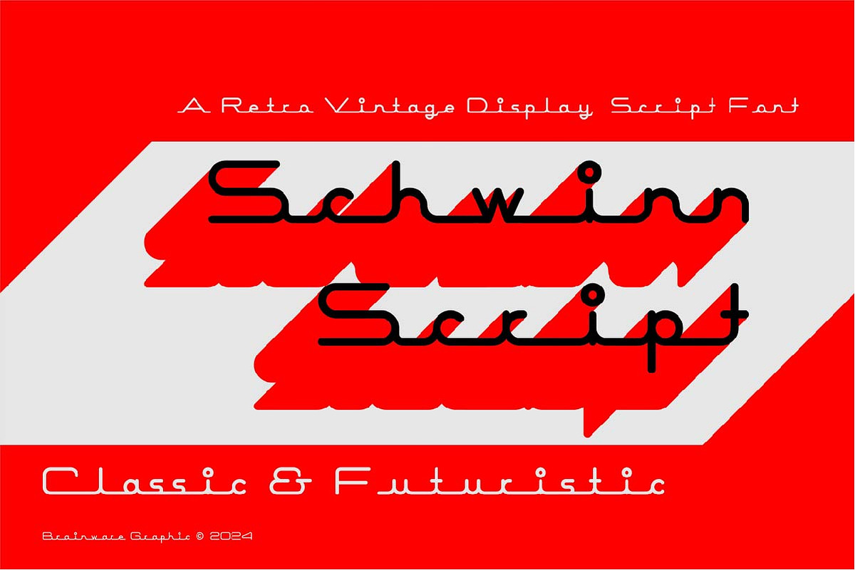 Schwinn Script - a retro futuristic, a Script Font by Brainware Graphic (Photo 1 of 2)