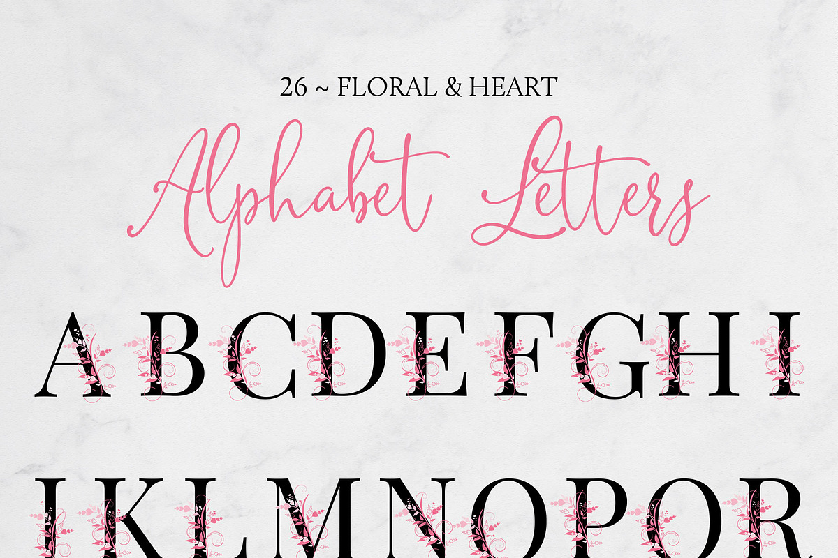 Floral & Heart Alphabet, an Illustration by Maggie Stilwell Design (Photo 2 of 5)