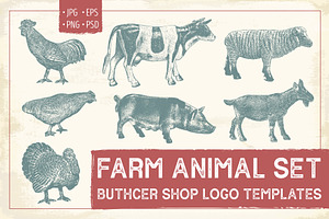 Farm Animal Logo Templates Set