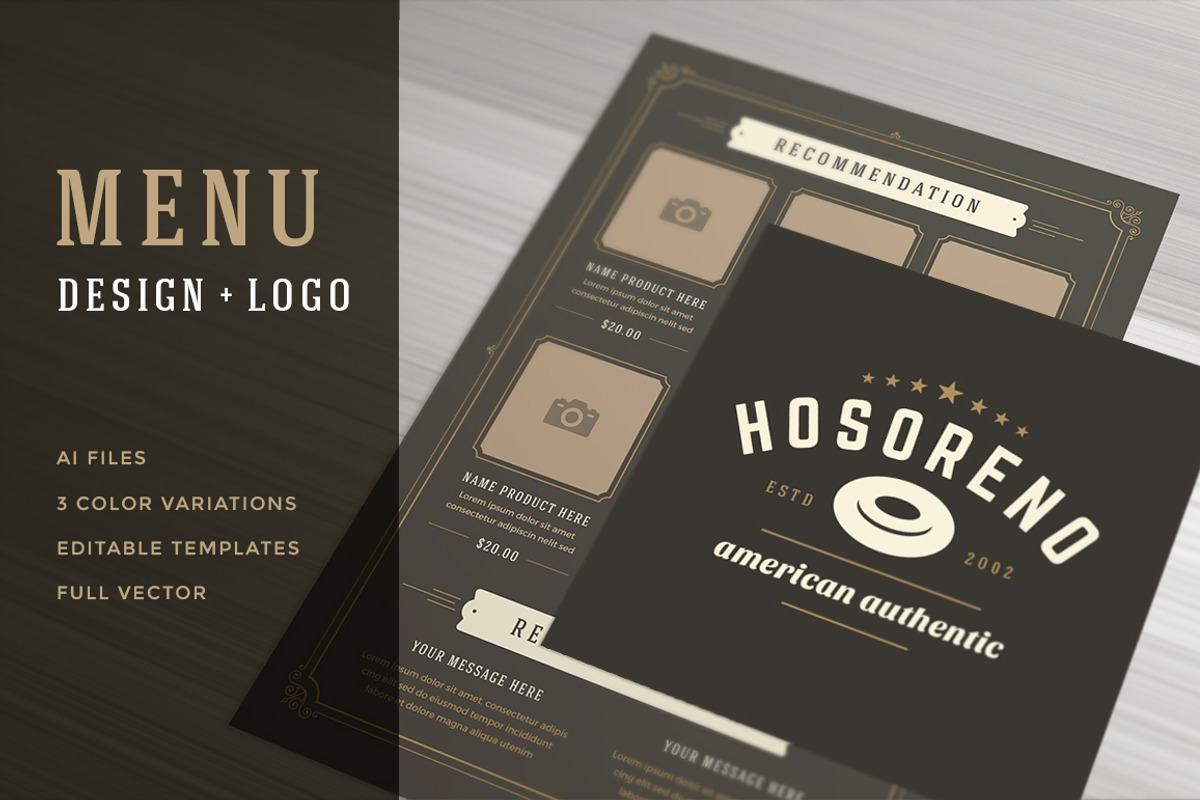Restaurant Menu with Logo Design, a Brochure Template by Vasya Kobelev