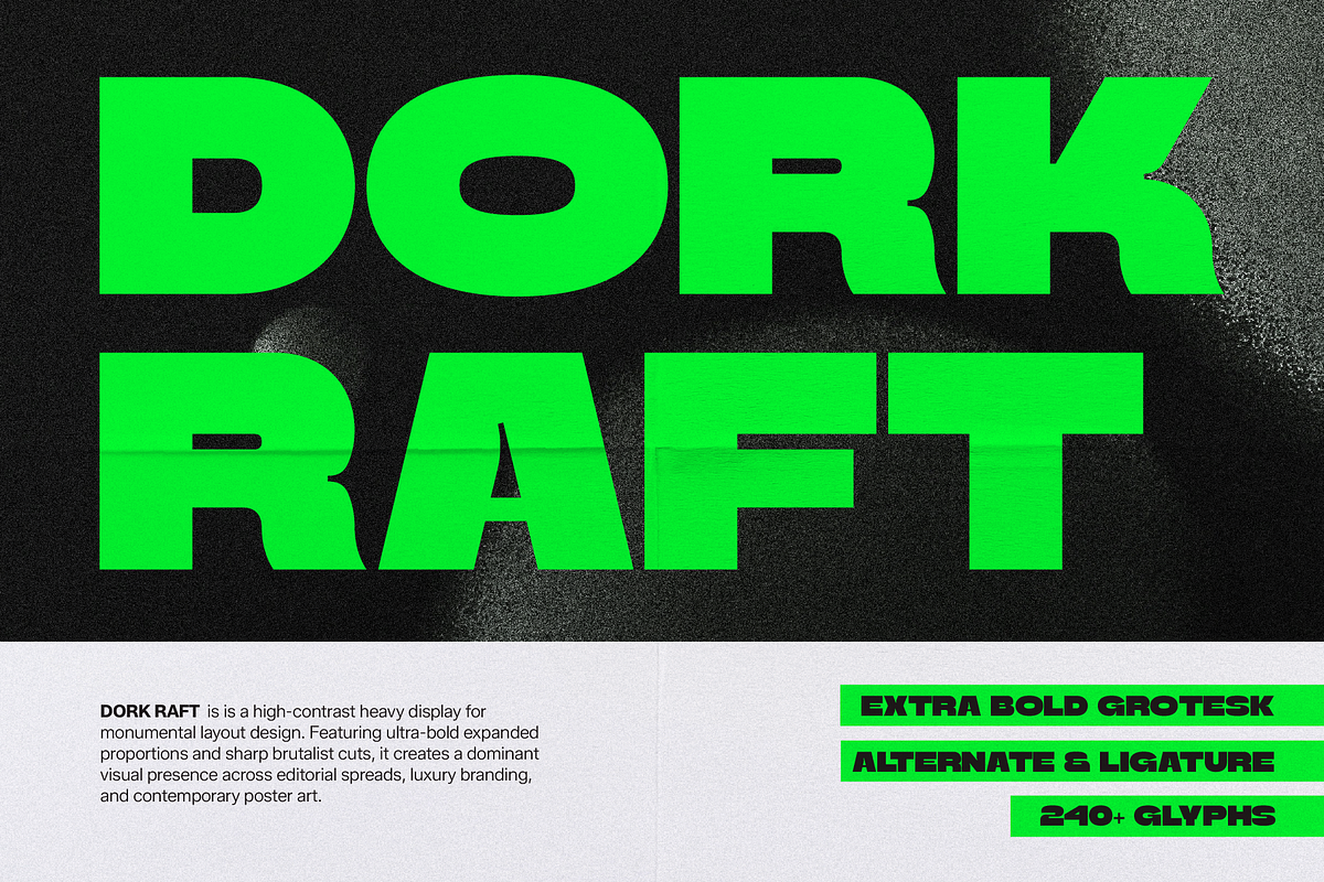 Dork Raft | Extra Bold Grotesk, a Sans Serif Font by gracetype_studio (Photo 1 of 11)