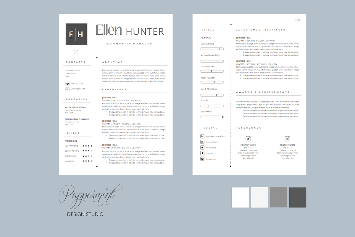 Resume Template + Cover Letter WORD, a Resume Template by PAPPERMINT RESUME STUDIO (Photo 2 of 4)