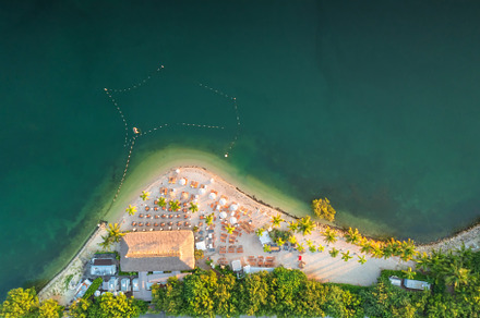 Aerial view on the beach bar