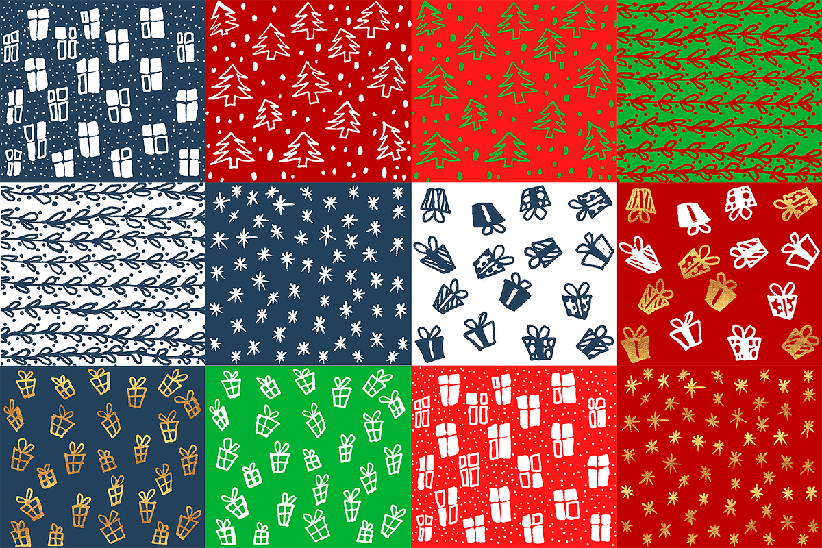 Hand Drawn Christmas Patterns I, a Pattern Graphic by Sinziana Romanescu (Photo 2 of 4)