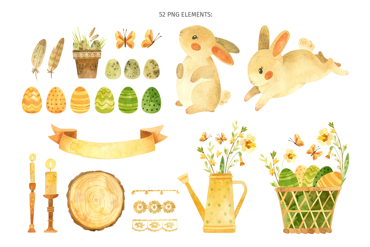 Easter Bunny, Rustic watercolor set, an Animal Illustration by Valin Malin (Photo 2 of 9)
