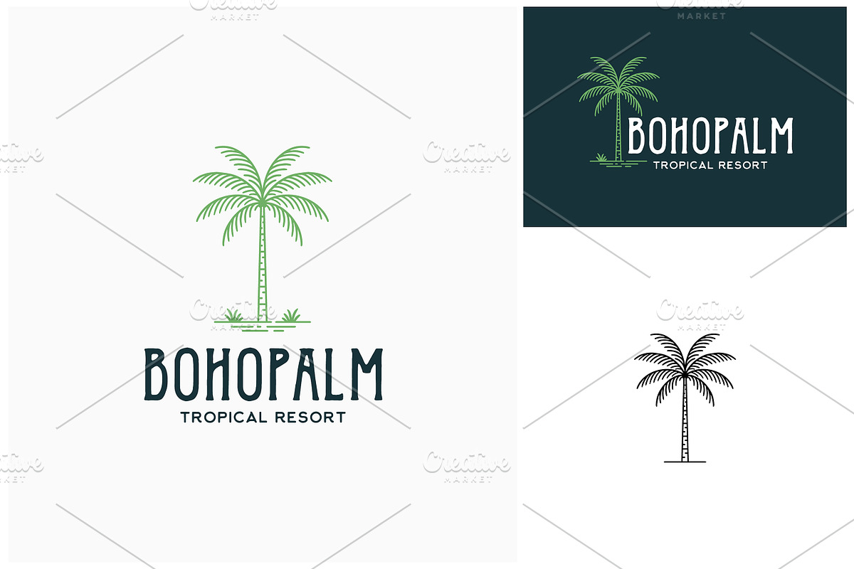 Palm Coconut Tree Boho Line Art Logo, a Branding & Logo Template by Enola99d