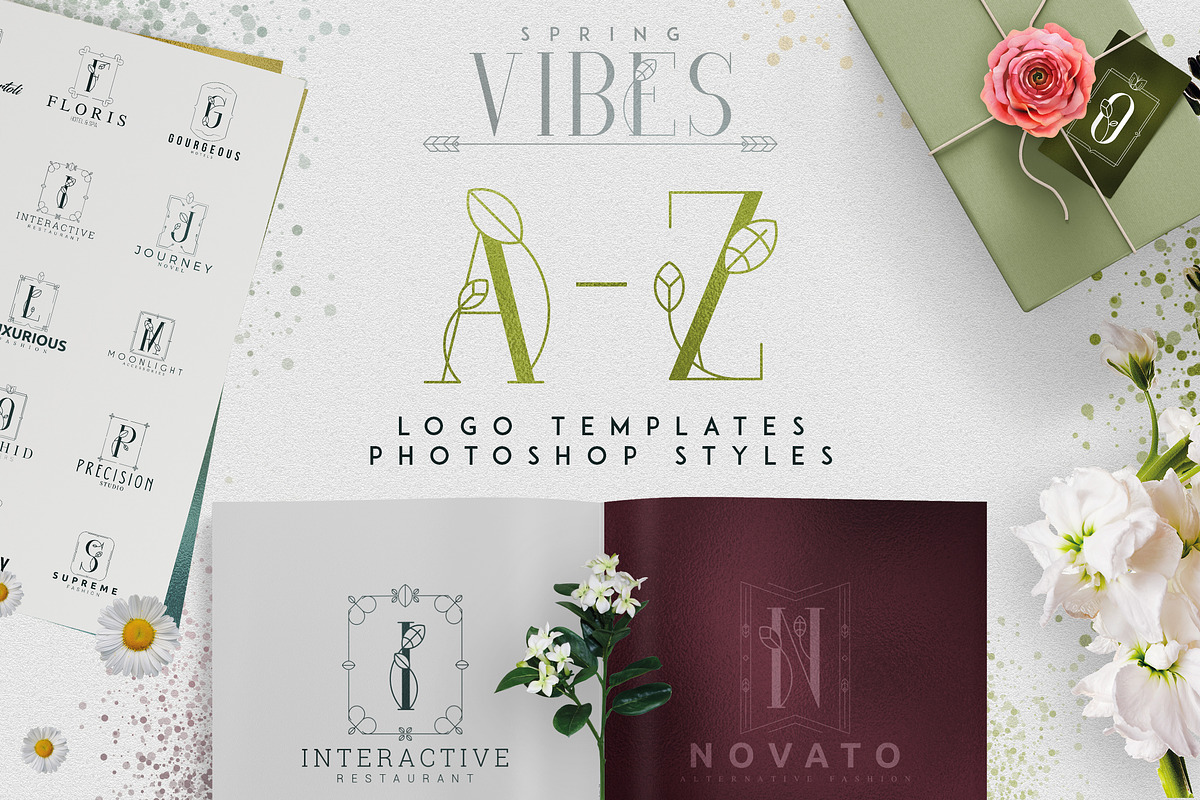 [Spring Vibes] A-Z logo designs -50%, a Branding & Logo Template by VP Fonts (Photo 1 of 29)