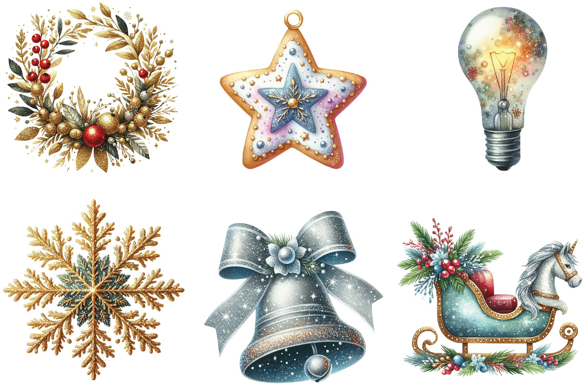 Glitter Christmas Elements Sublimati, an Illustration by CraftArtStudio (Photo 2 of 6)