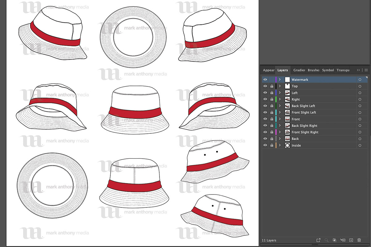 Bucket Hats - Vector Template Mockup, a Hat Mockup by Mark Anthony Media (Photo 4 of 4)