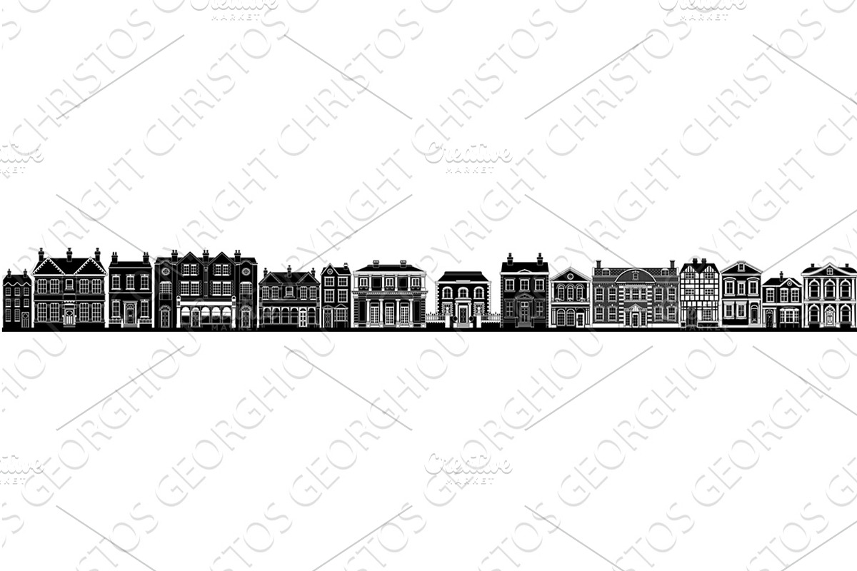 Houses Buildings Street Silhouette, an Object Illustration by Christos Georghiou