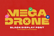 Mega Drone - Black Display Font, a Font by Sarid Ezra (Thumbnail 1 of 12)